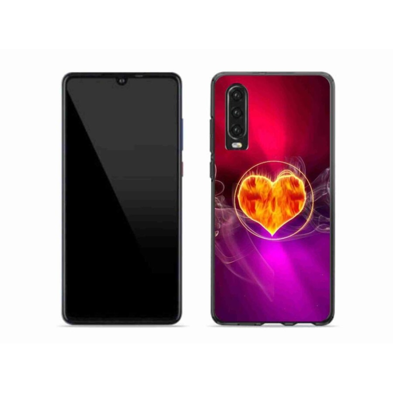 Gélový kryt mmCase na mobil Huawei P30 - ohnivé srdce