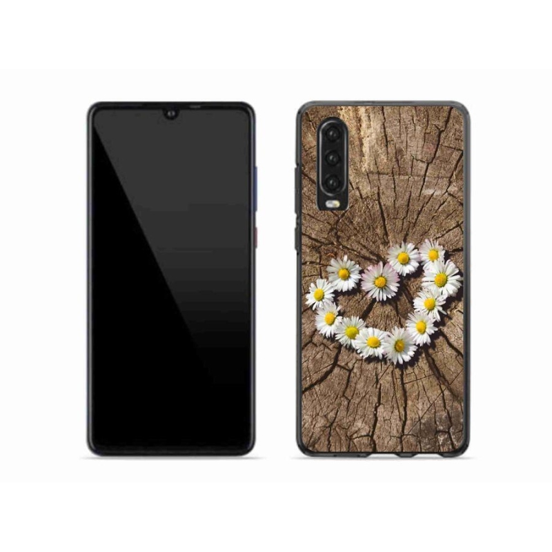 Gélový kryt mmCase na mobil Huawei P30 - srdce z margarét