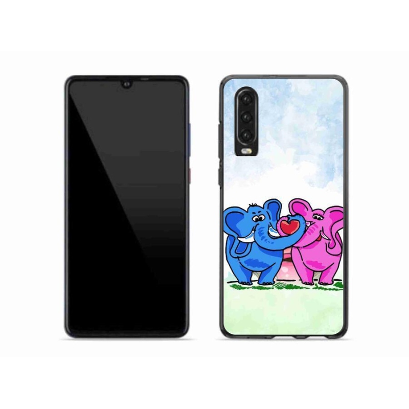 Gélový kryt mmCase na mobil Huawei P30 - zamilovaní slony