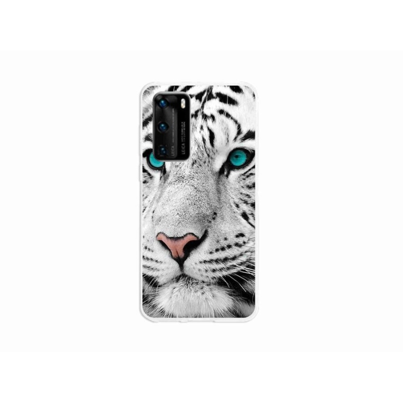 Gélový kryt mmCase na mobil Huawei P40 - biely tiger