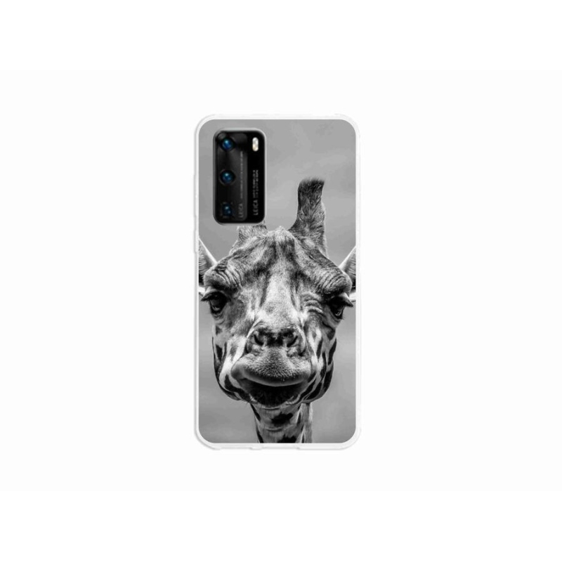 Gélový kryt mmCase na mobil Huawei P40 - čiernobiela žirafa
