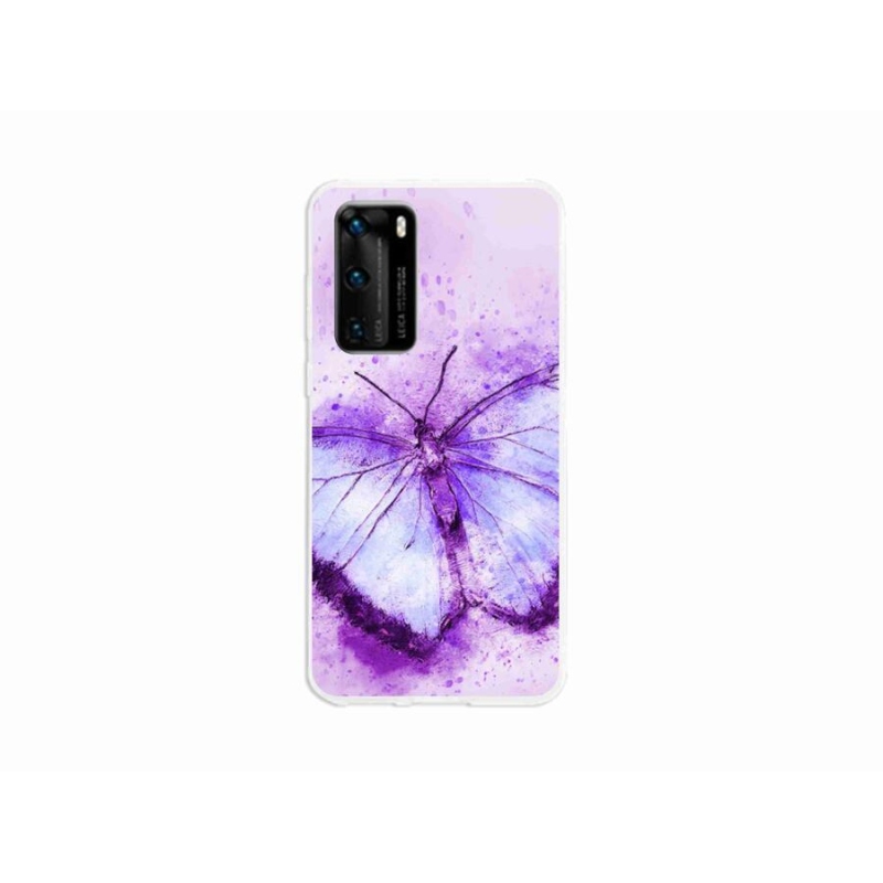 Gélový kryt mmCase na mobil Huawei P40 - fialový motýľ