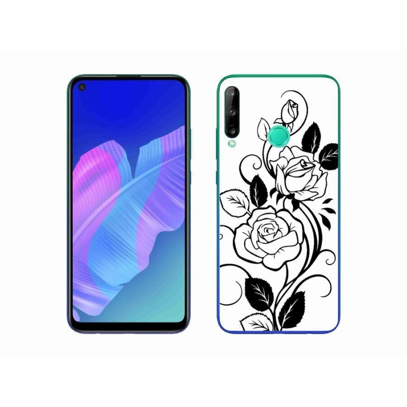 Gélový kryt mmCase na mobil Huawei P40 Lite E - čiernobiela ruža