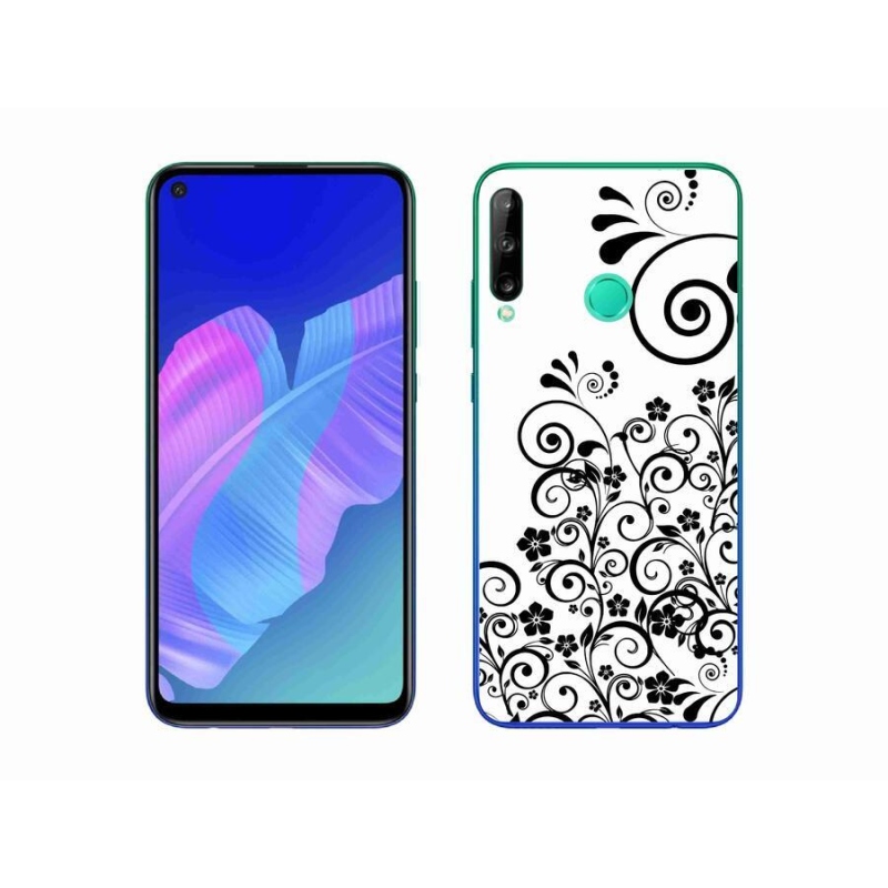 Gélový kryt mmCase na mobil Huawei P40 Lite E - čiernobiele kvetinové vzory