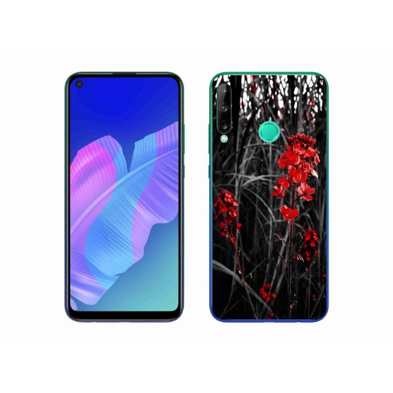 Gelový kryt mmCase na mobil Huawei P40 Lite E - červená rostlina