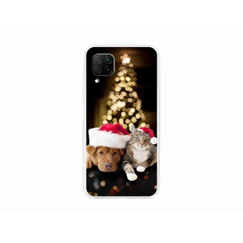 Gélový kryt mmCase na mobil Huawei P40 Lite - vianočný pes a mačka