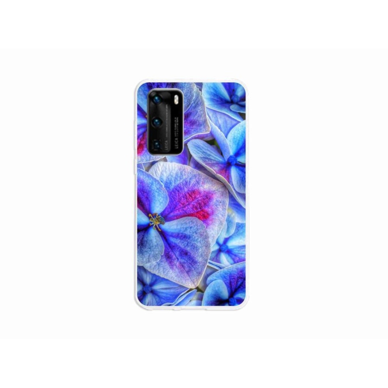 Gélový kryt mmCase na mobil Huawei P40 - modré kvety 1