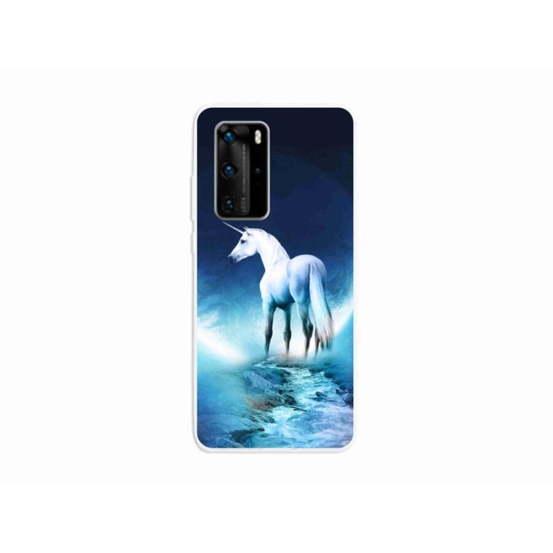 Gélový kryt mmCase na mobil Huawei P40 Pro - biely jednorožec