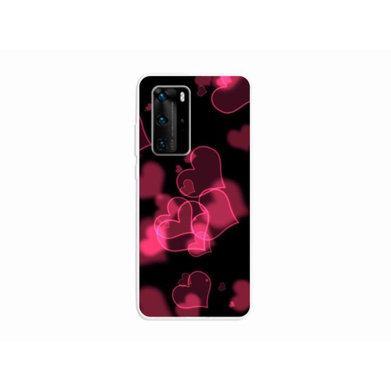 Gélový kryt mmCase na mobil Huawei P40 Pro - červené srdiečka