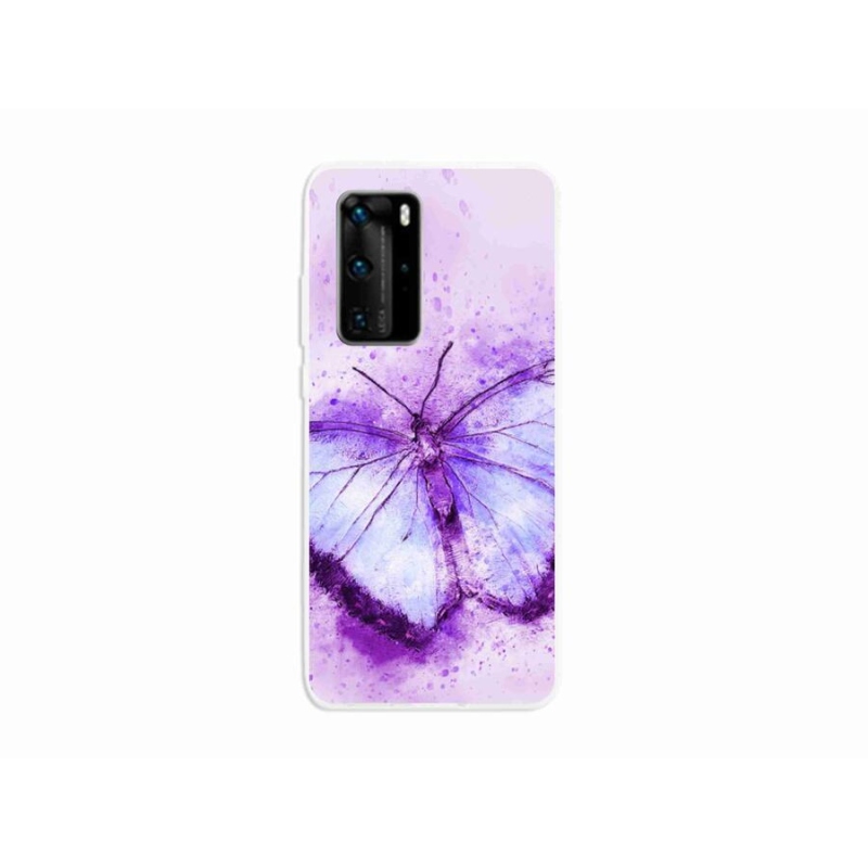 Gélový kryt mmCase na mobil Huawei P40 Pro - fialový motýľ