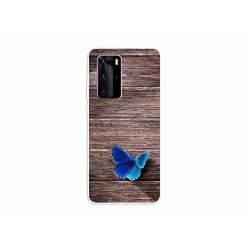 Gélový kryt mmCase na mobil Huawei P40 Pro - modrý motýľ 1