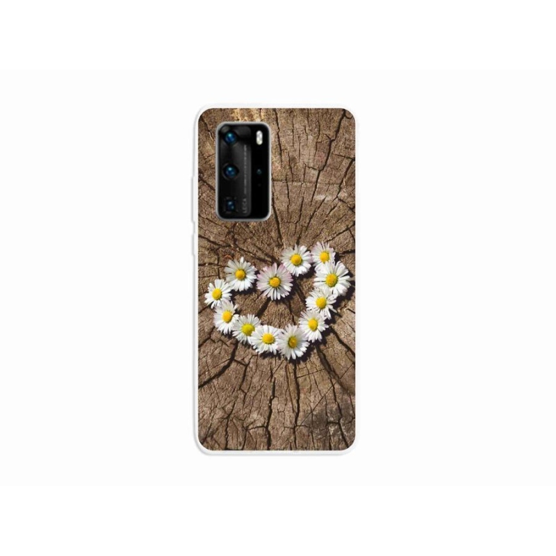 Gélový kryt mmCase na mobil Huawei P40 Pro - srdce z margarét