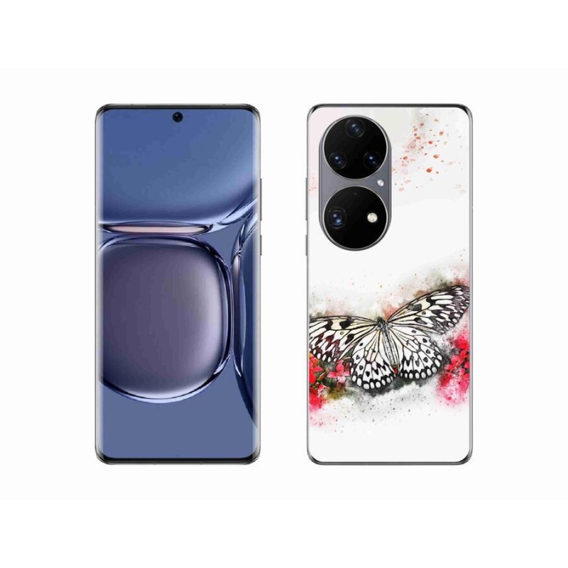 Gélový kryt mmCase na mobil Huawei P50 Pro - čiernobiely motýľ