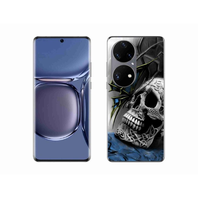 Gélový kryt mmCase na mobil Huawei P50 Pro - motýľ a lebka