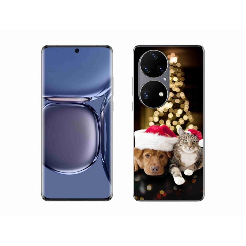 Gélový kryt mmCase na mobil Huawei P50 Pro - vianočný pes a mačka