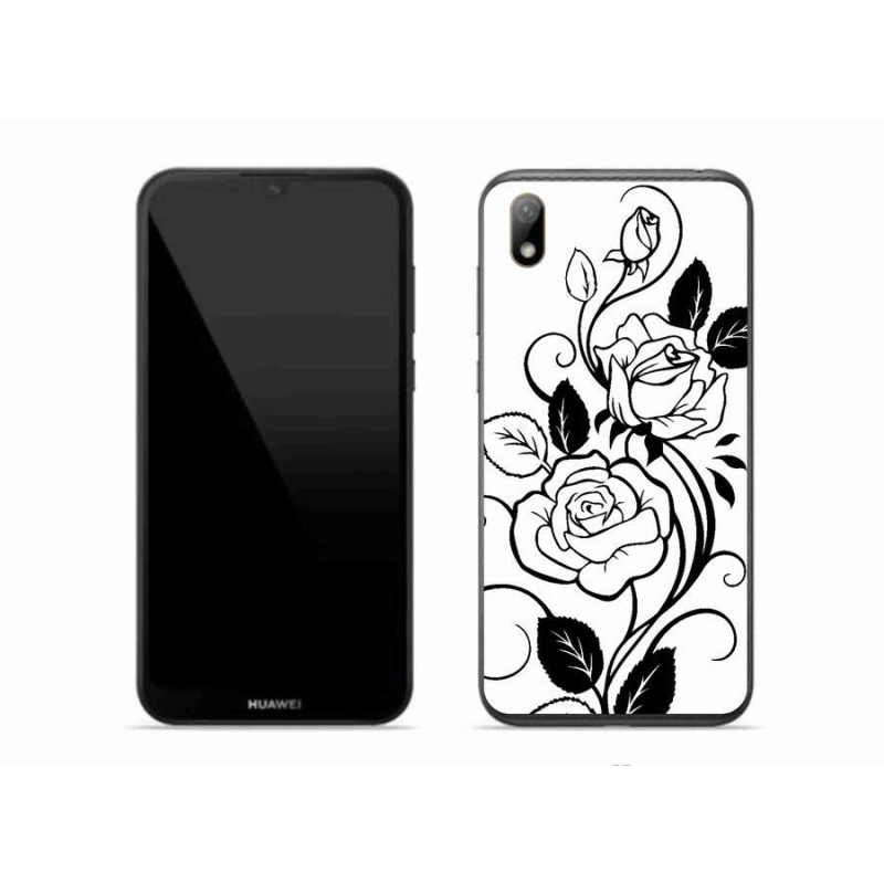 Gélový kryt mmCase na mobil Huawei Y5 (2019) - čiernobiela ruža