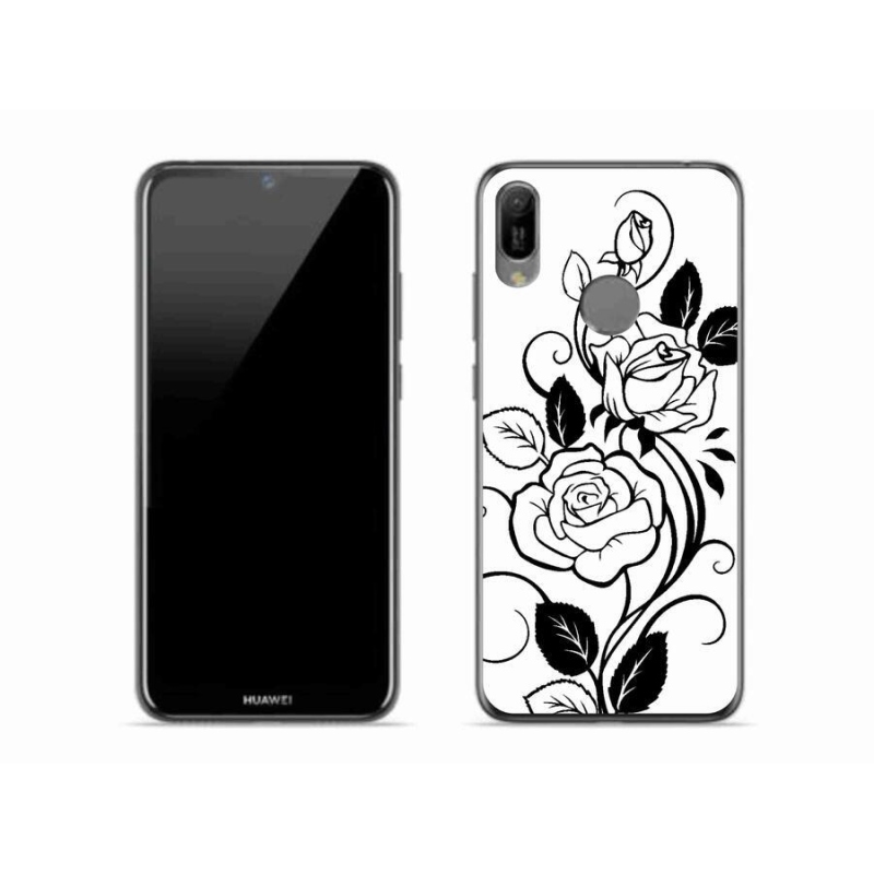 Gélový kryt mmCase na mobil Huawei Y6 (2019) - čiernobiela ruža