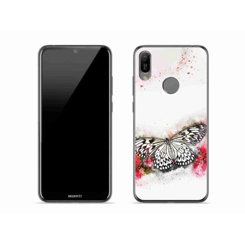 Gélový kryt mmCase na mobil Huawei Y6 (2019) - čiernobiely motýľ