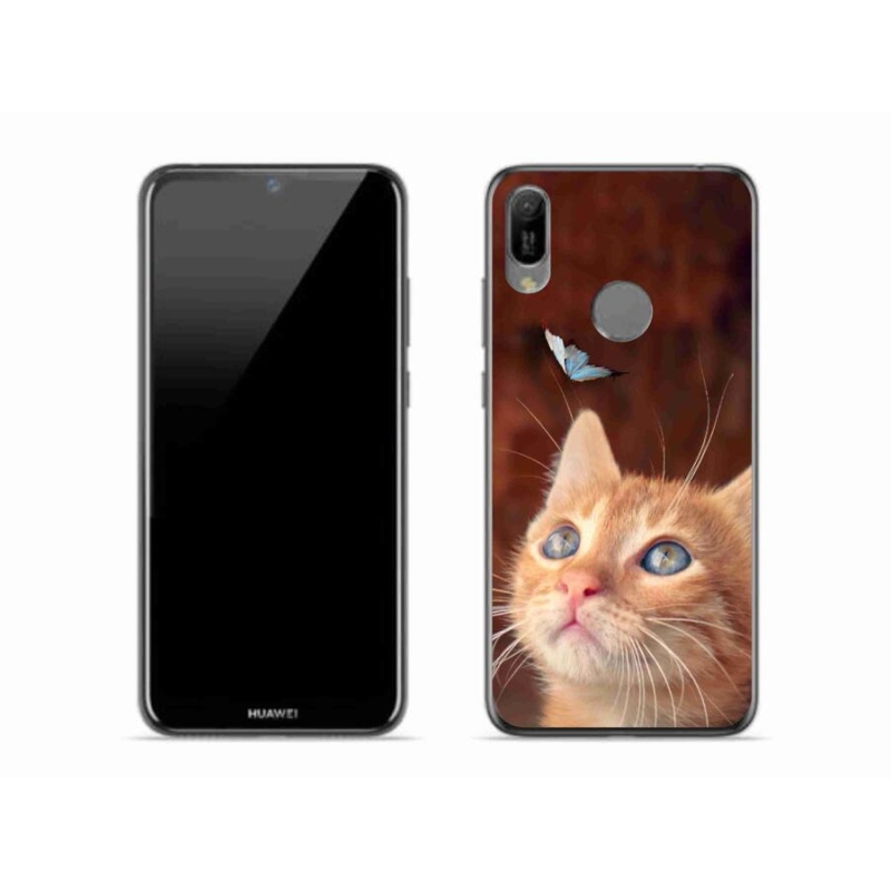 Gélový kryt mmCase na mobil Huawei Y6 (2019) - motýľ a mačiatko