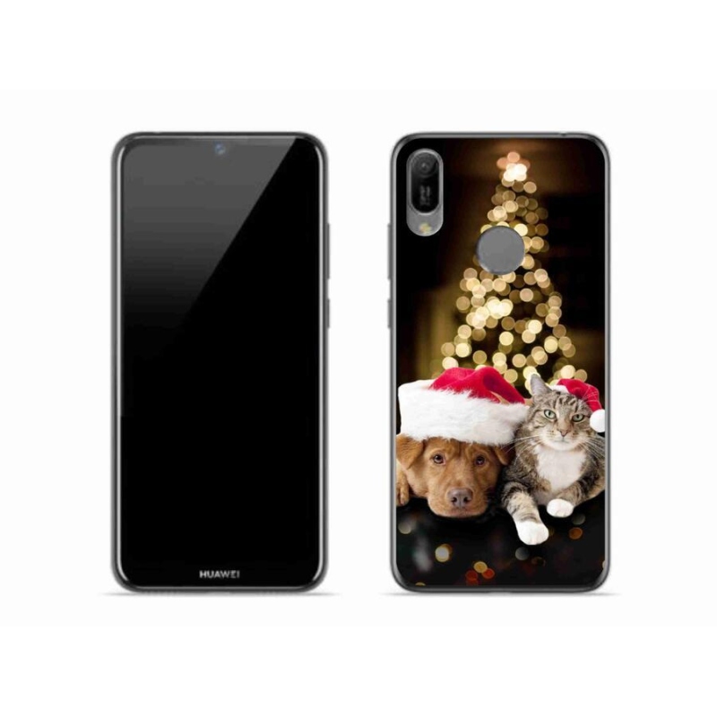 Gélový kryt mmCase na mobil Huawei Y6 (2019) - vianočný pes a mačka