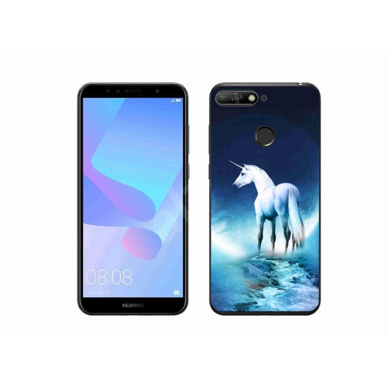 Gélový kryt mmCase na mobil Huawei Y6 Prime (2018) - biely jednorožec