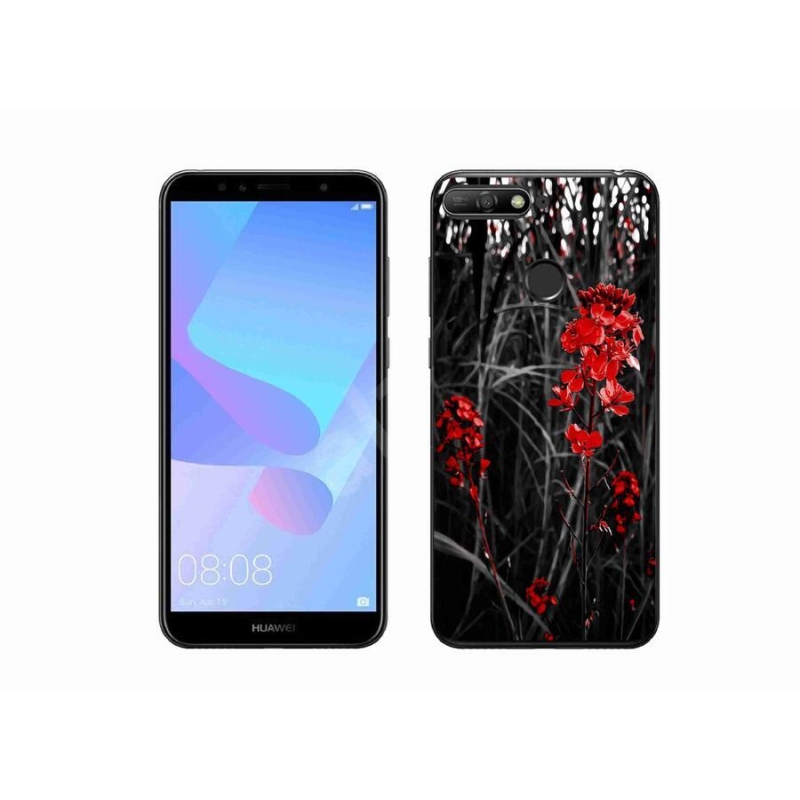 Gélový kryt mmCase na mobil Huawei Y6 Prime (2018) - červená rastlina