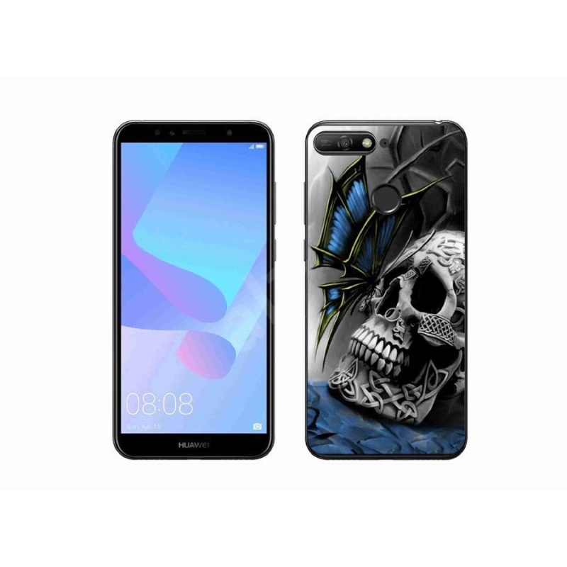 Gélový kryt mmCase na mobil Huawei Y6 Prime (2018) - motýľ a lebka