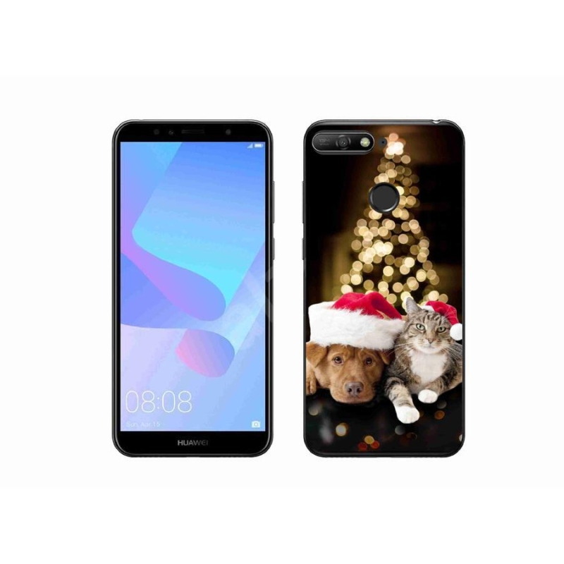 Gélový kryt mmCase na mobil Huawei Y6 Prime (2018) - vianočný pes a mačka