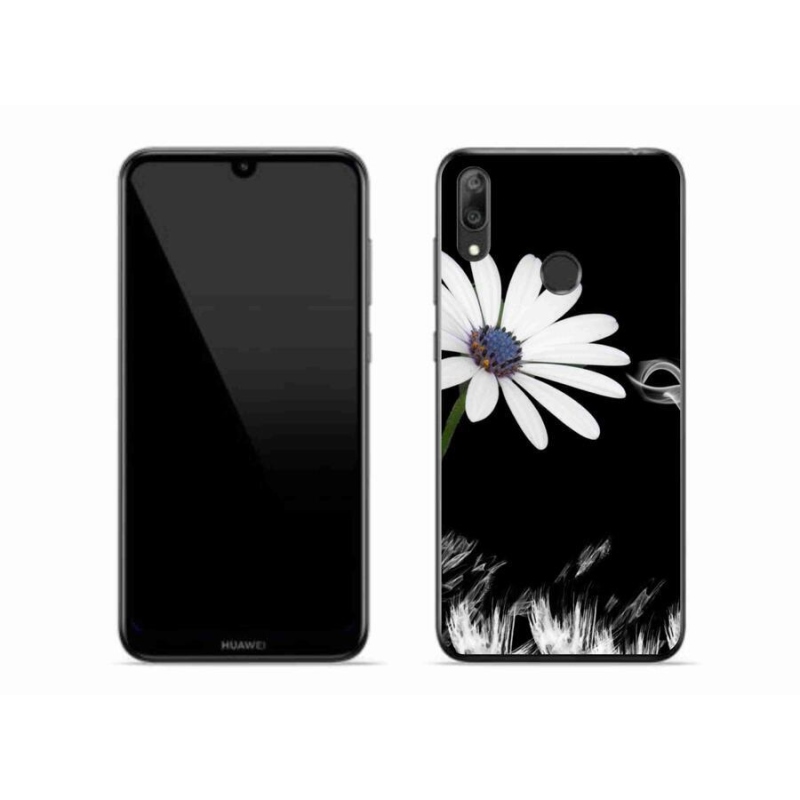Gélový kryt mmCase na mobil Huawei Y7 (2019) - biela kvetina