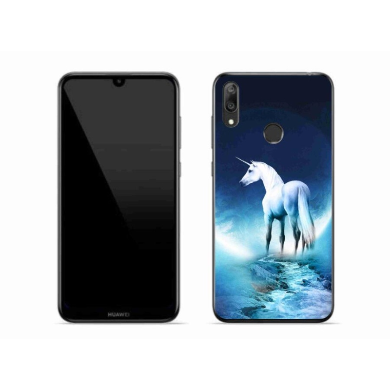 Gélový kryt mmCase na mobil Huawei Y7 (2019) - biely jednorožec