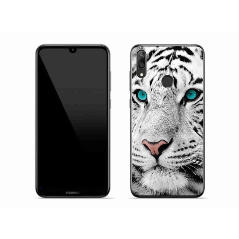 Gélový kryt mmCase na mobil Huawei Y7 (2019) - biely tiger