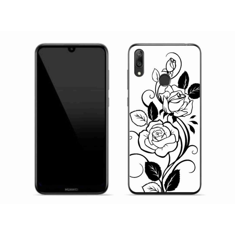 Gélový kryt mmCase na mobil Huawei Y7 (2019) - čiernobiela ruža