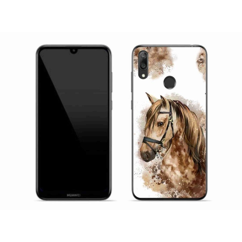 Gélový kryt mmCase na mobil Huawei Y7 (2019) - hnedý kreslený kôň