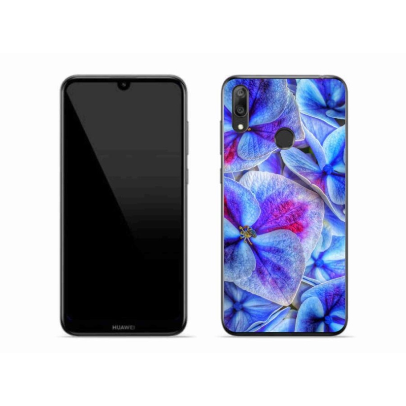 Gélový kryt mmCase na mobil Huawei Y7 (2019) - modré kvety 1