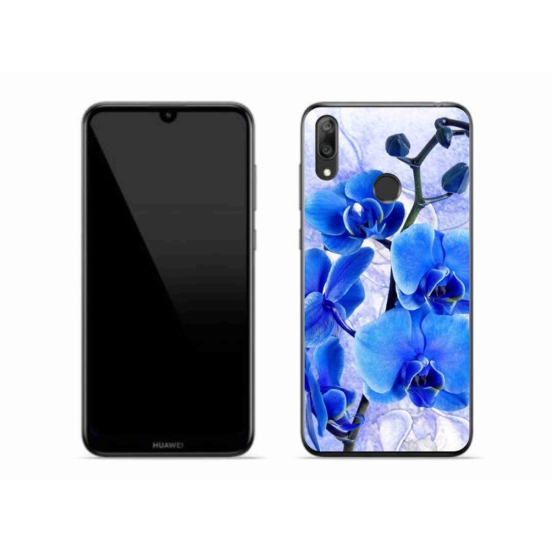 Gélový kryt mmCase na mobil Huawei Y7 (2019) - modré kvety