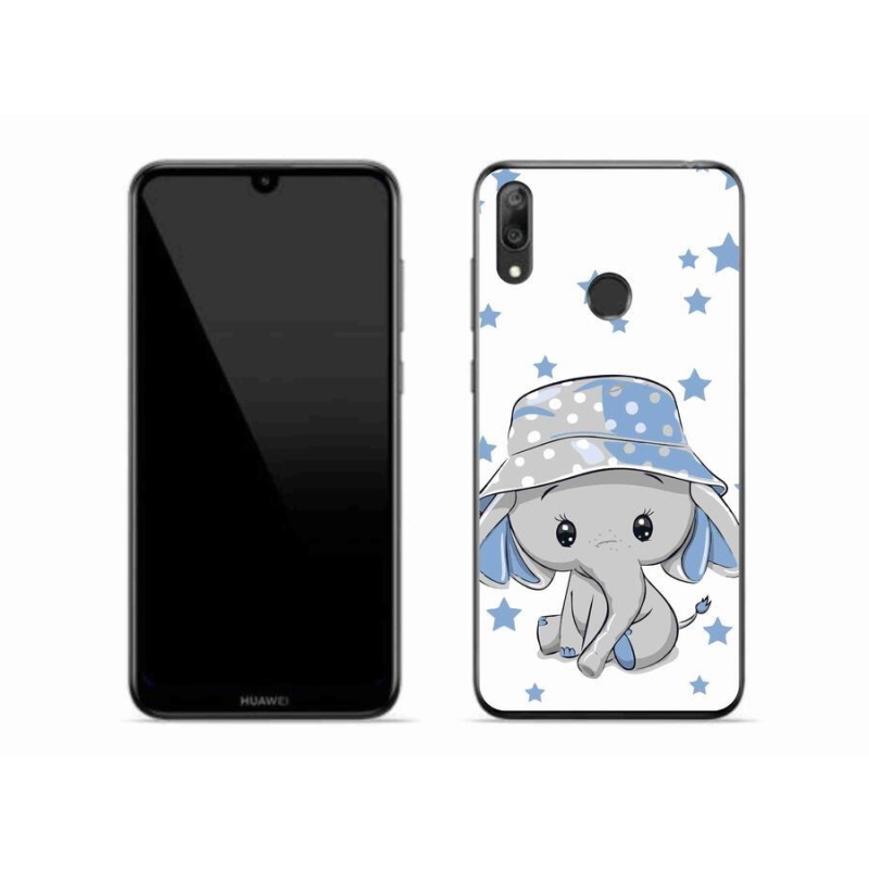 Gélový kryt mmCase na mobil Huawei Y7 (2019) - modrý slon