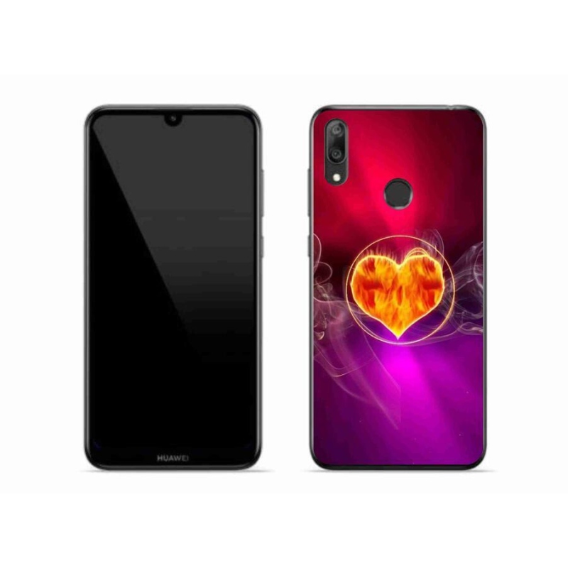 Gélový kryt mmCase na mobil Huawei Y7 (2019) - ohnivé srdce