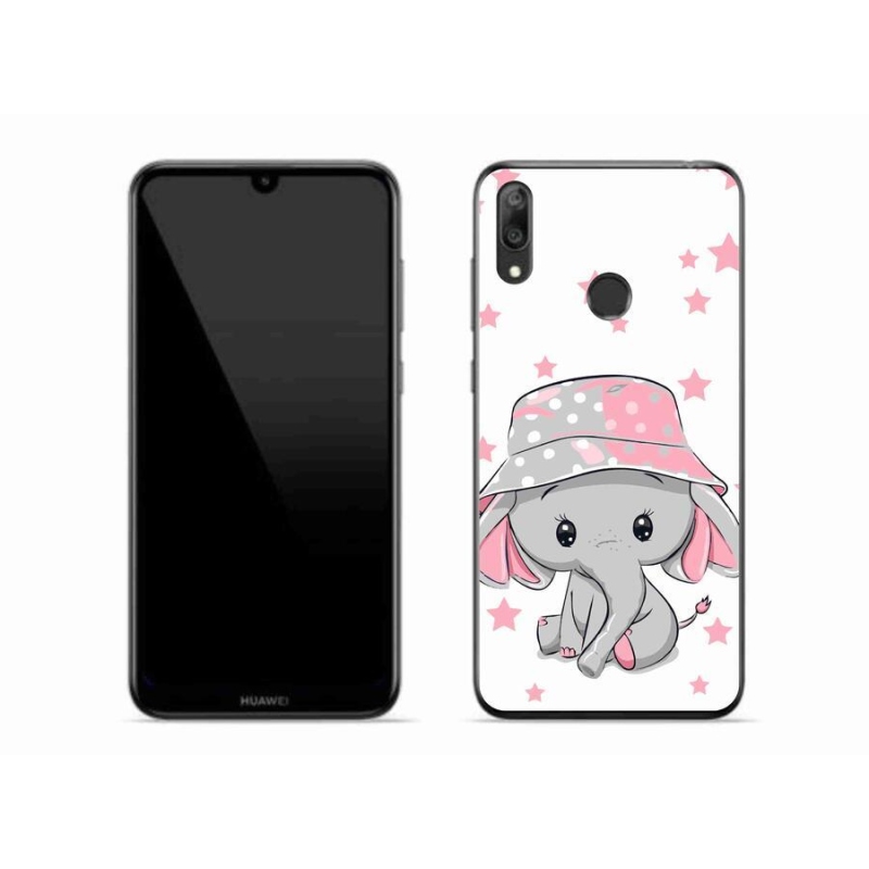 Gélový kryt mmCase na mobil Huawei Y7 (2019) - ružový slon