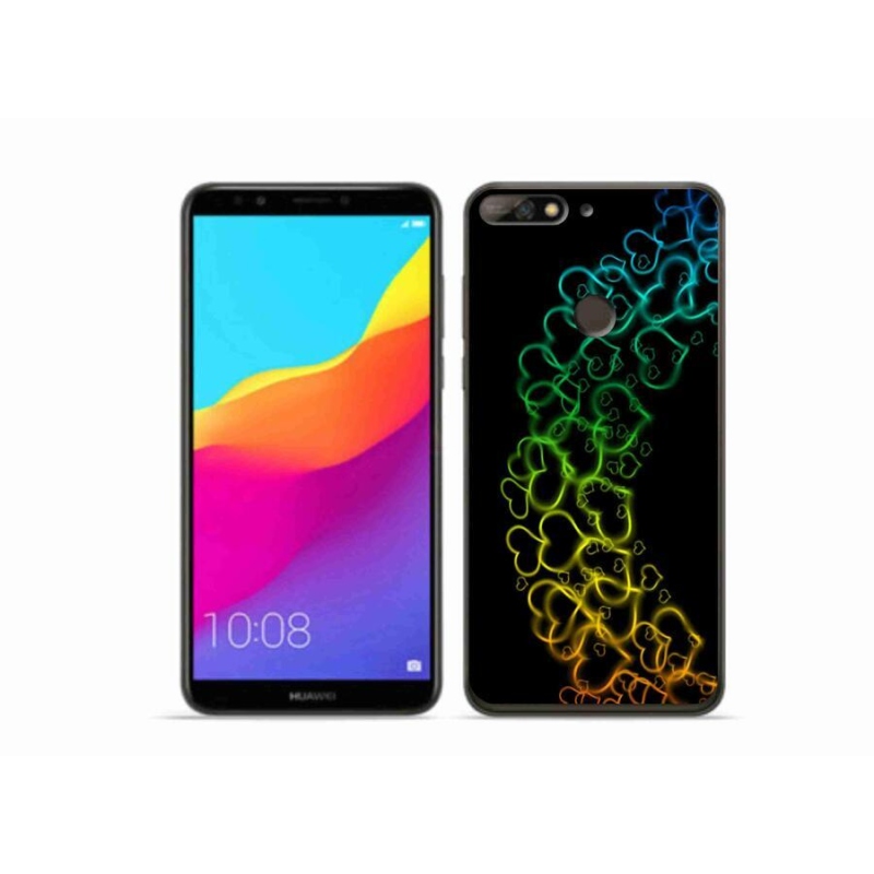 Gélový kryt mmCase na mobil Huawei Y7 Prime (2018) - farebná srdiečka