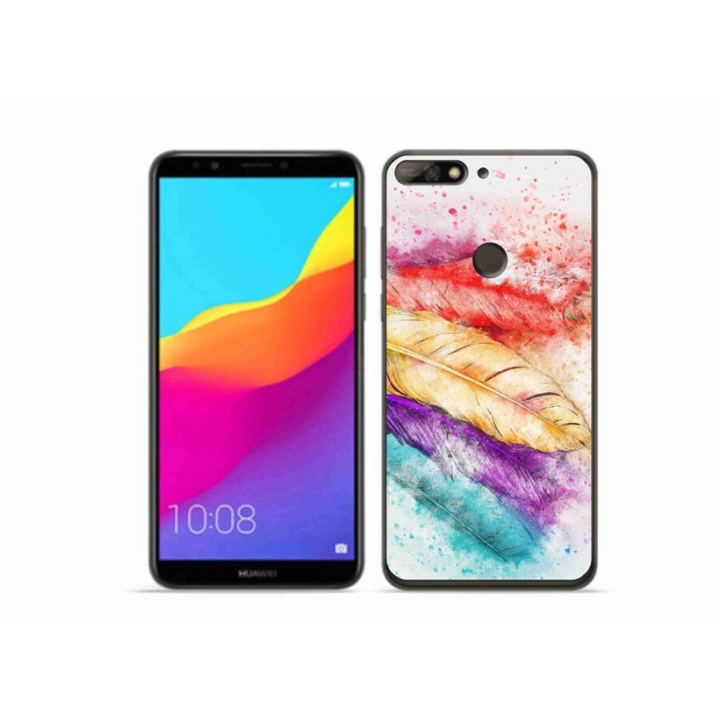 Gélový kryt mmCase na mobil Huawei Y7 Prime (2018) - farebné perie