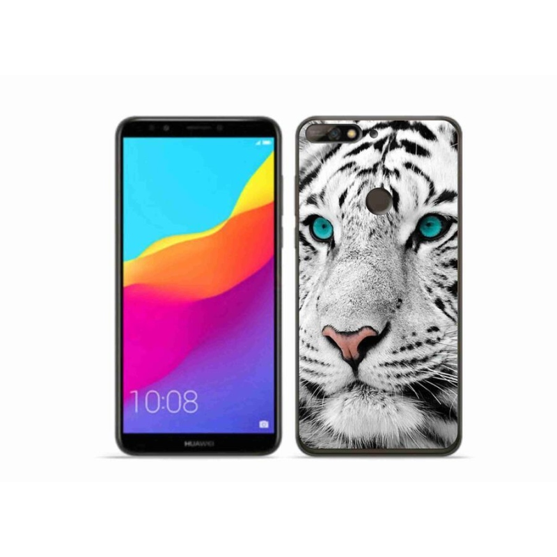 Gélový kryt mmCase na mobil Huawei Y7 Prime (2018) - biely tiger