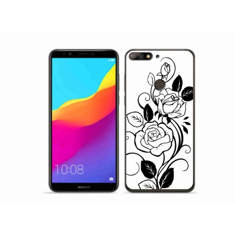 Gélový kryt mmCase na mobil Huawei Y7 Prime (2018) - čiernobiela ruža