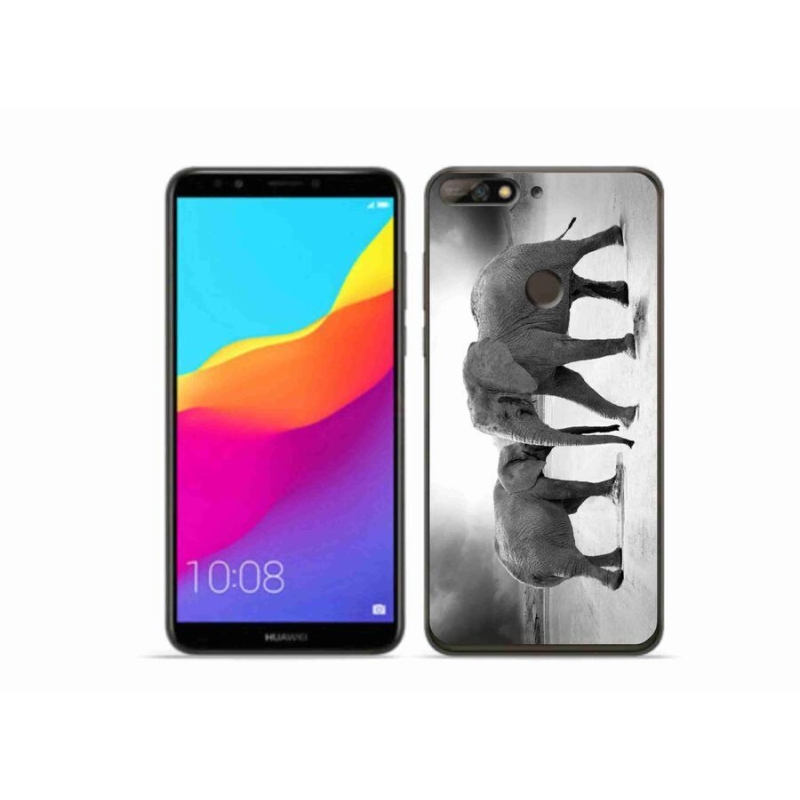 Gélový kryt mmCase na mobil Huawei Y7 Prime (2018) - čiernobieli slony