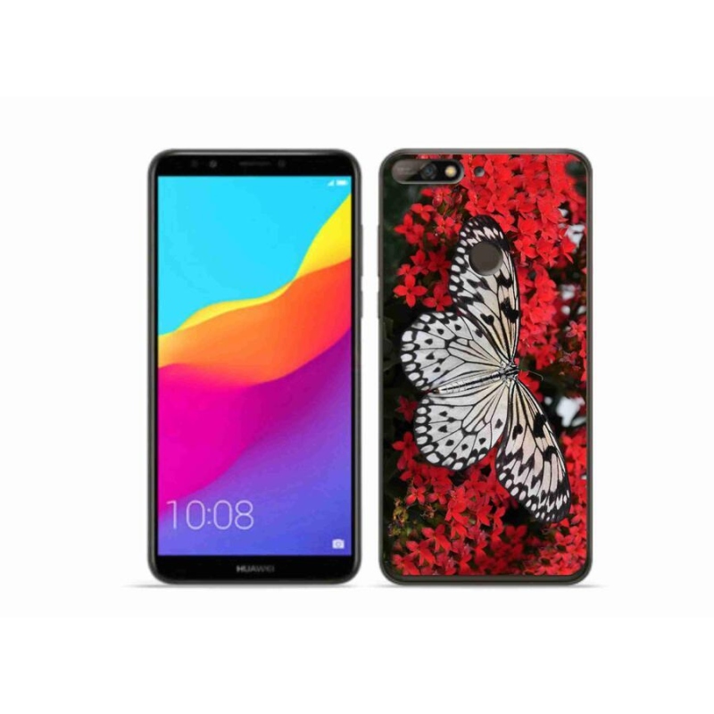 Gélový kryt mmCase na mobil Huawei Y7 Prime (2018) - čiernobiely motýľ 1