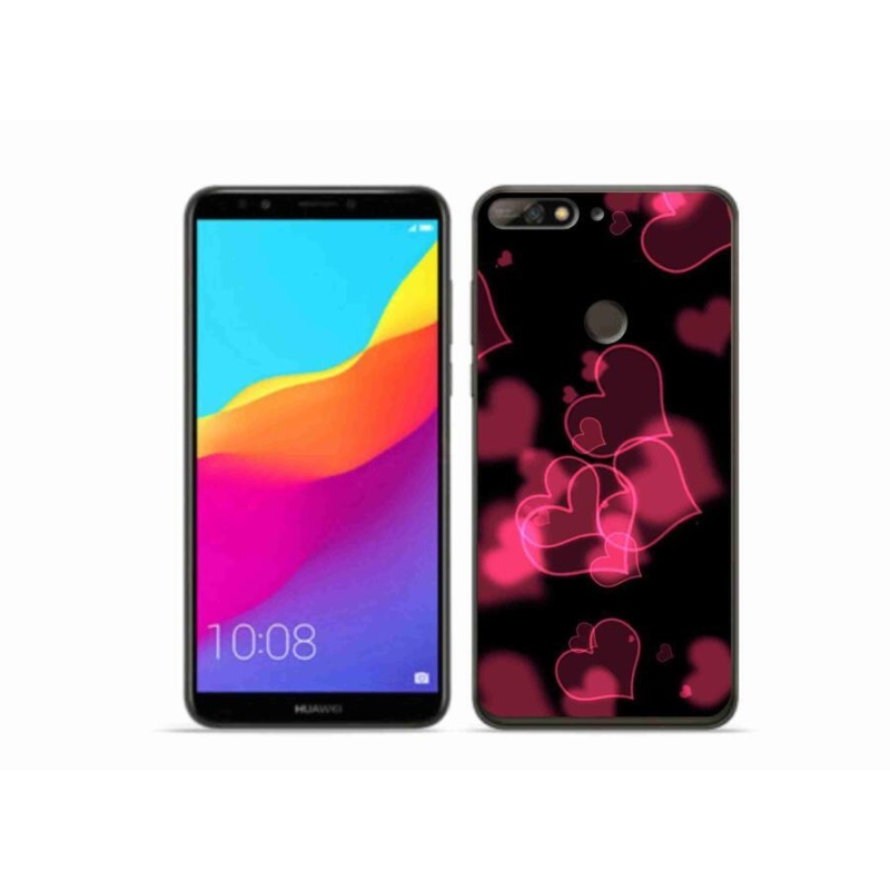 Gélový kryt mmCase na mobil Huawei Y7 Prime (2018) - červené srdiečka