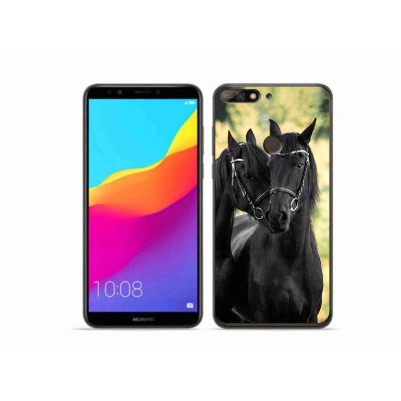 Gélový kryt mmCase na mobil Huawei Y7 Prime (2018) - dva čierne kone