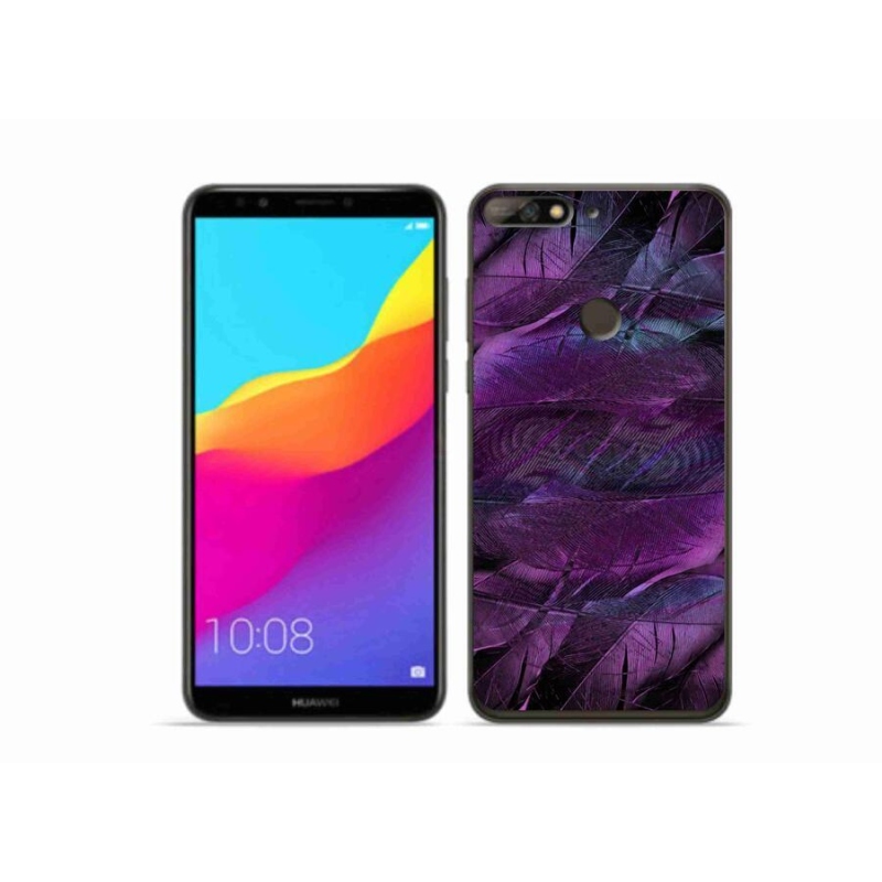 Gélový kryt mmCase na mobil Huawei Y7 Prime (2018) - fialová pierka