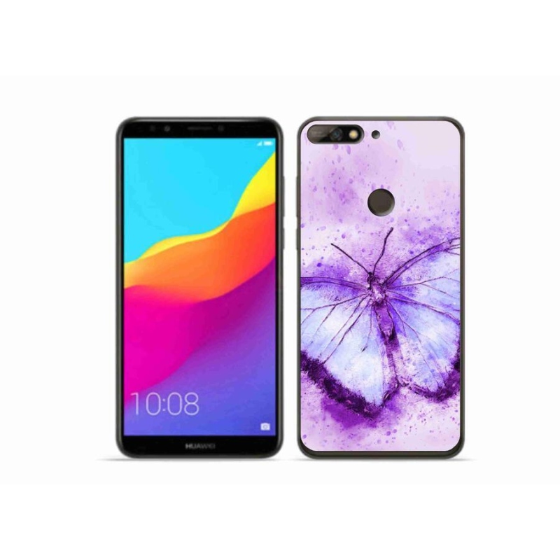 Gélový kryt mmCase na mobil Huawei Y7 Prime (2018) - fialový motýľ