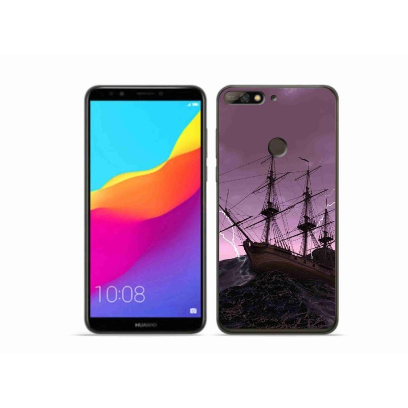 Gélový kryt mmCase na mobil Huawei Y7 Prime (2018) - loď v búrke