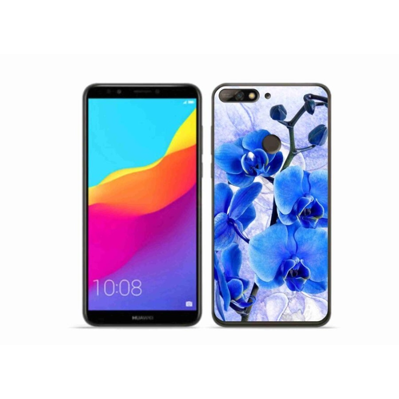 Gélový kryt mmCase na mobil Huawei Y7 Prime (2018) - modré kvety